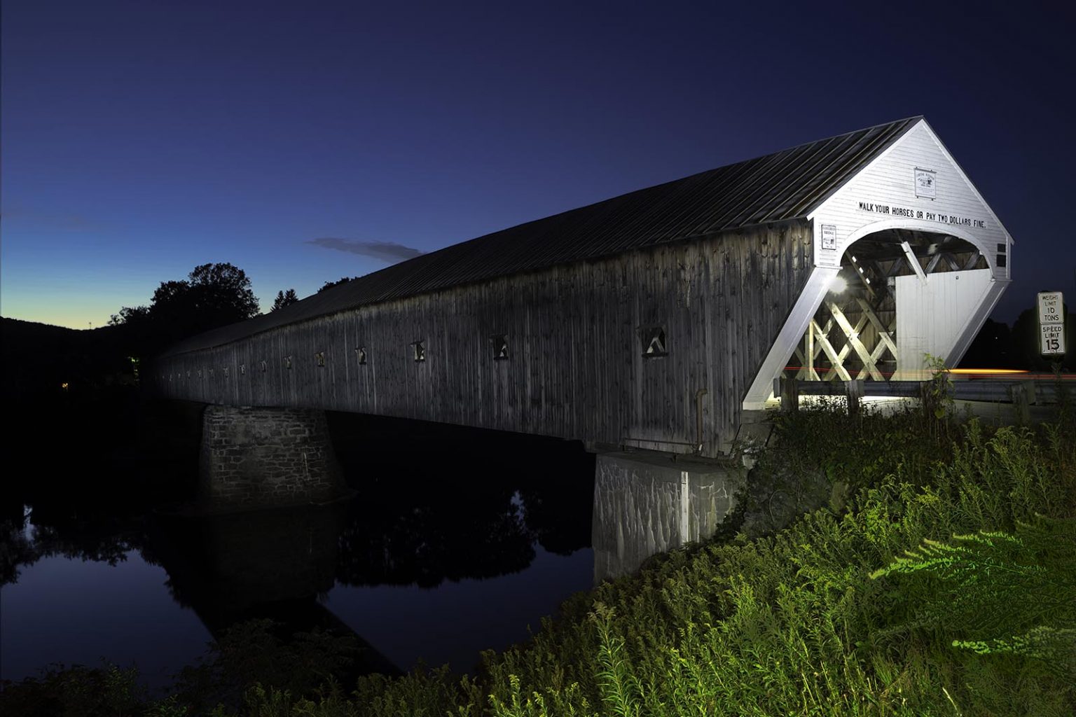 Light Painting, Night photography, Windsor Covered Bridge, Vermont