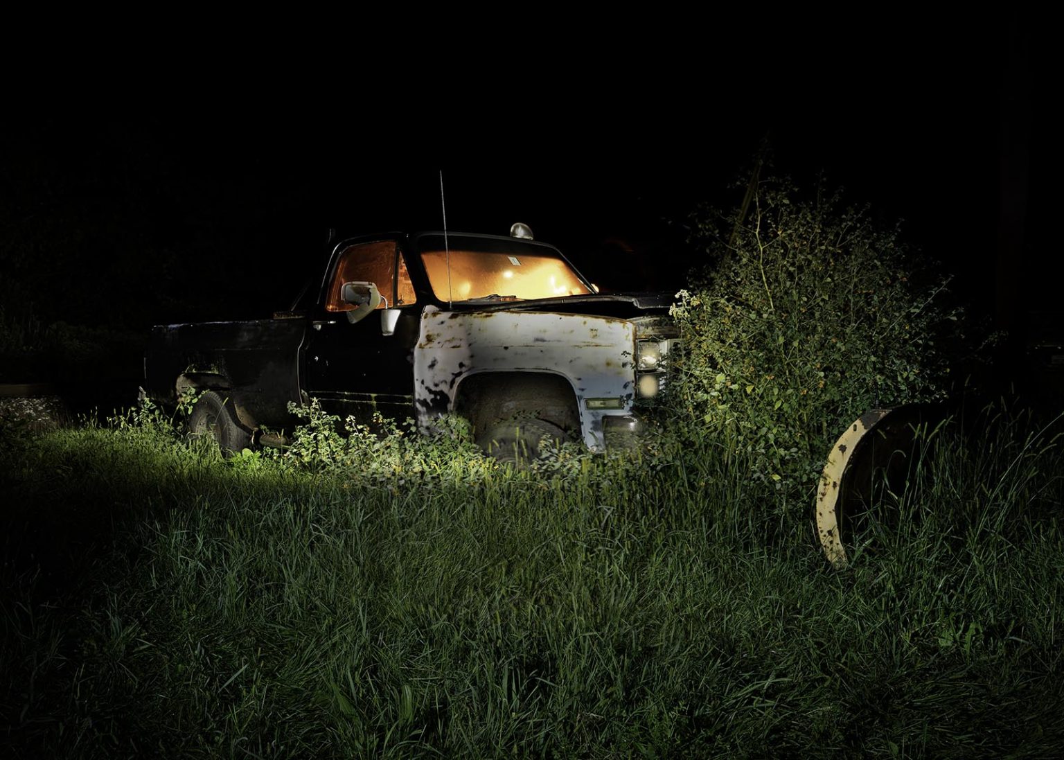 Light Painting, Night photography, Old Snow Plow