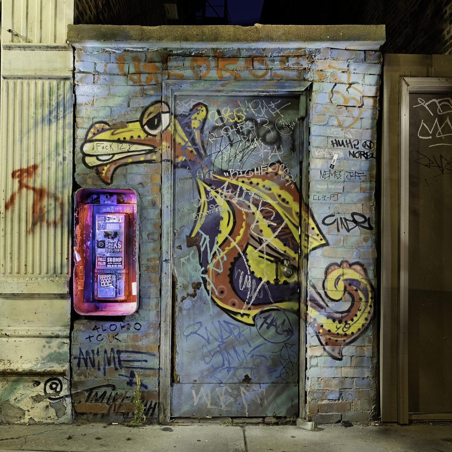 Chicago, LIght Painting, Night Photography, Pilsen, Phone booth, graffiti